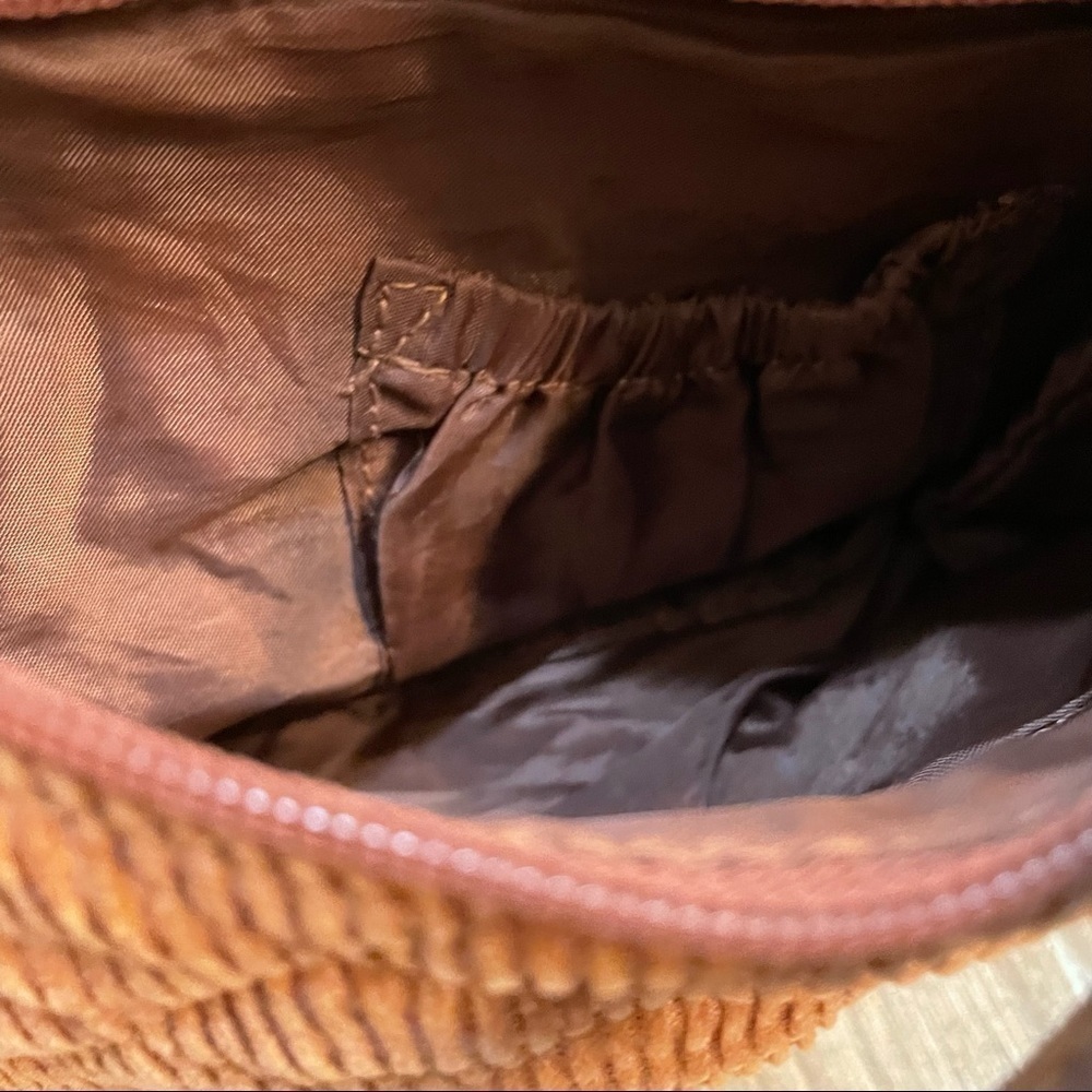 Tommy Hilfiger Brown Quilted Corduroy Small Bag with Leather and Silver Accents - Picture 10 of 12